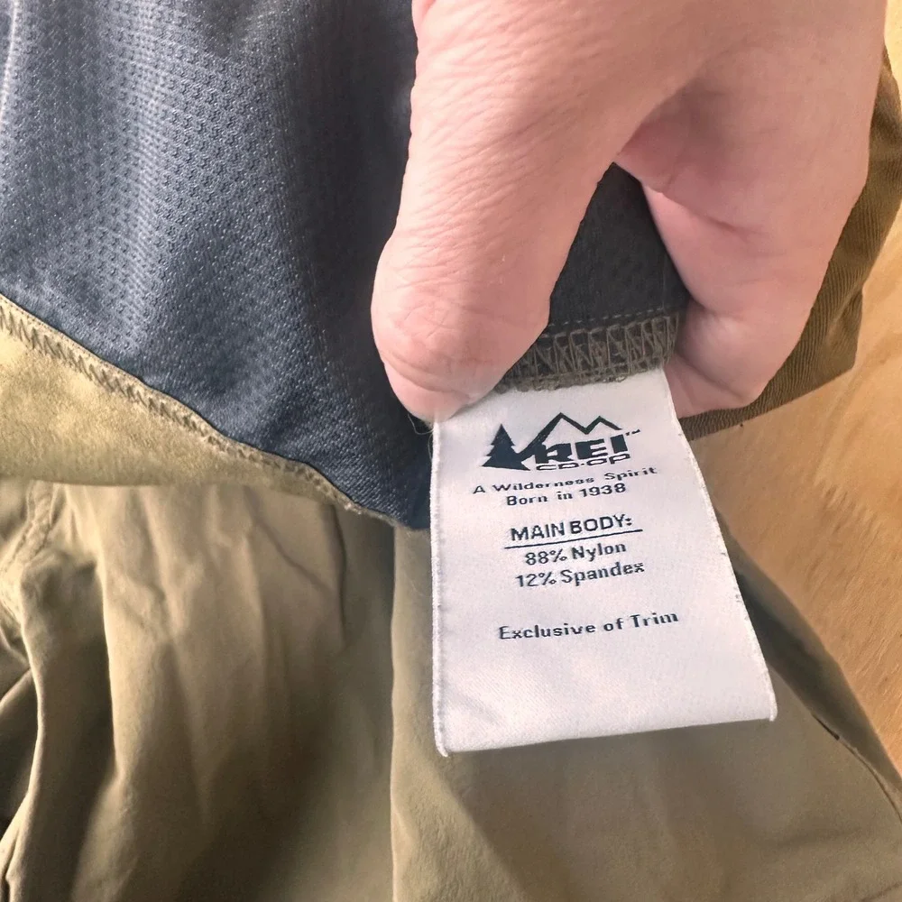 REI Co‎ Op Mens Convertible Hiking Pants Zip Off Cargo Khaki Size Large - 32L